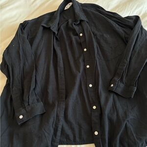 Black Linen Boyfriend Shirt